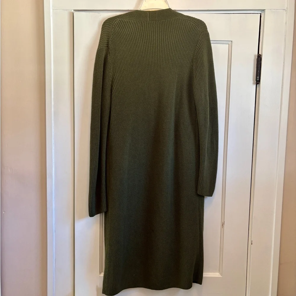 Banana republic, long dark green cotton cardigan - Picture 3 of 5